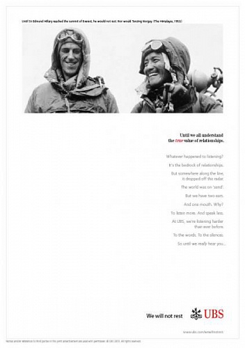 We will not rest. UBS We will not rest. UBS