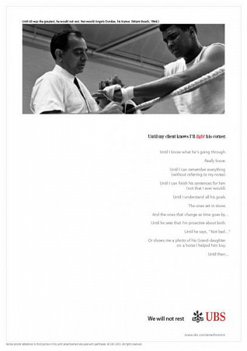 We will not rest. UBS We will not rest. UBS