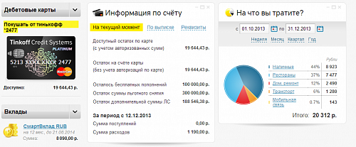 Пример группы виджетов из решения ТКС банка. Пример группы виджетов из решения ТКС банка.