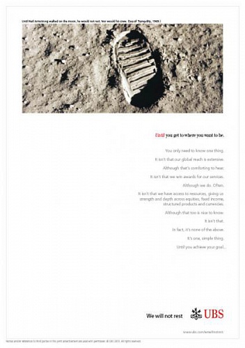 We will not rest. UBS We will not rest. UBS